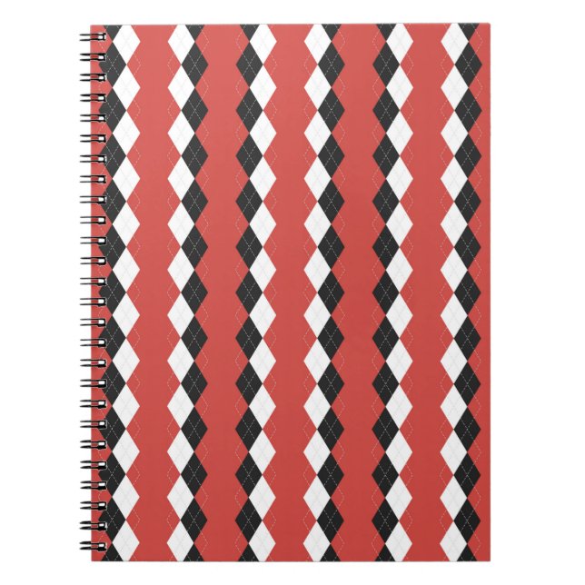 Argyle plaid. Scottish pattern in white,  black an Notebook (Front)