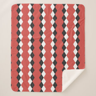 Argyle plaid. Scottish pattern in white, black an Sherpa Blanket