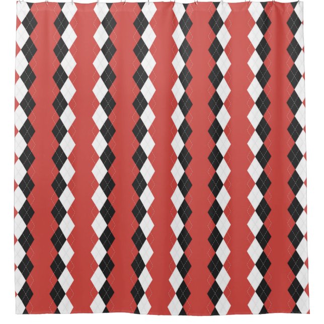 Argyle plaid. Scottish pattern in white,  black an Shower Curtain (Front)