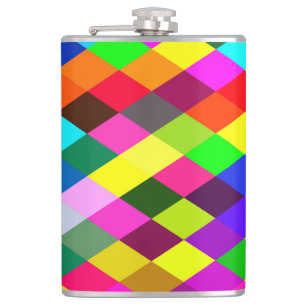 Argyle Rainbow Pixel Flask