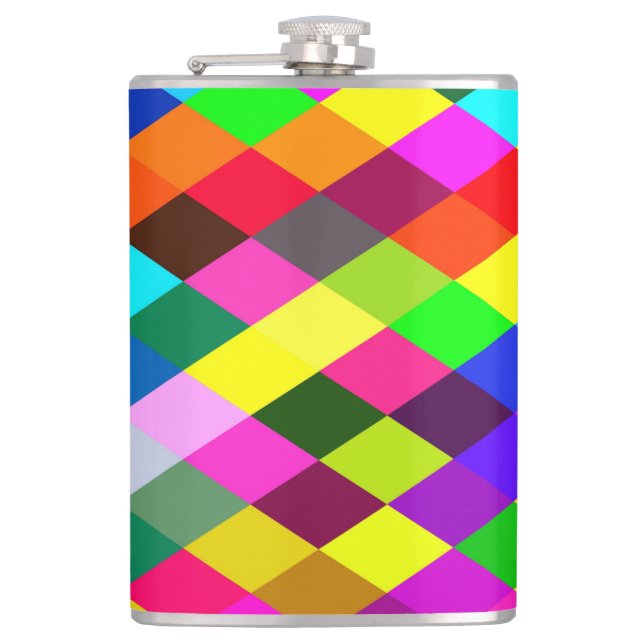 Argyle Rainbow Pixel Flask (Front)
