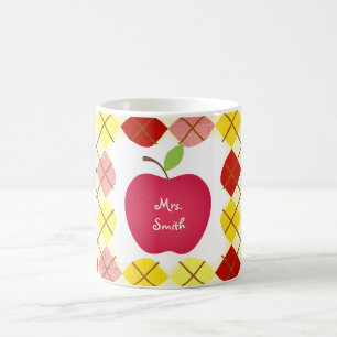 Argyle Red Apple Teacher's Coffee Mug