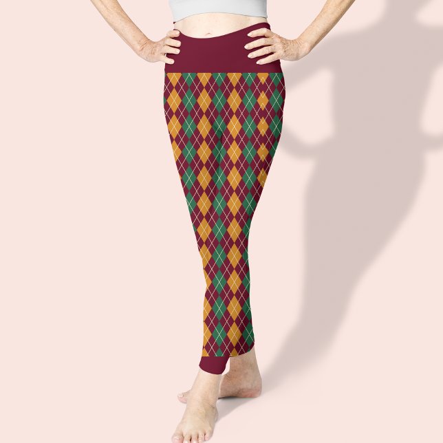 Argyle Red Green Pattern Elegant Pretty Leggings (Creator Uploaded)