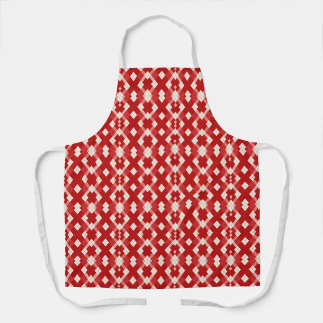 Argyle, red white pink Valentine's day  Apron (Front)