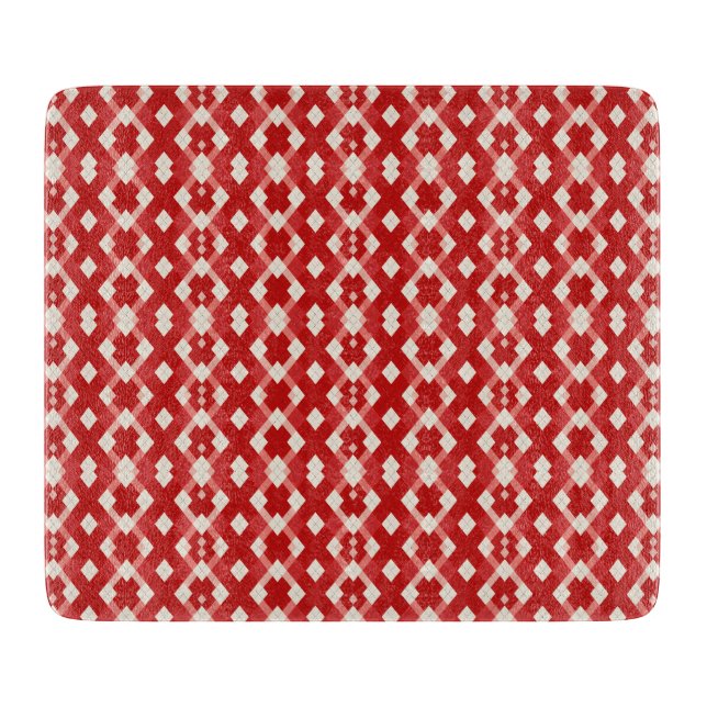 Argyle, red white pink Valentine's day  Cutting Board (Front)