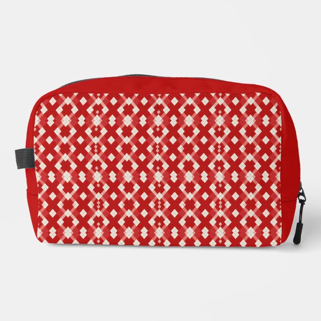 Argyle, red white pink Valentine's day  Dopp Kit (Front)