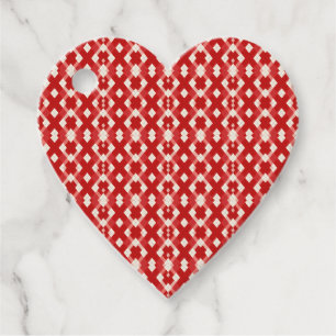 Argyle, red white pink Valentine's day Favour Tags