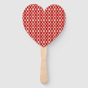 Argyle, red white pink Valentine's day Hand Fan