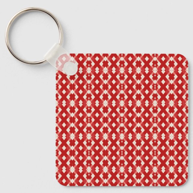 Argyle, red white pink Valentine's day  Key Ring (Front)