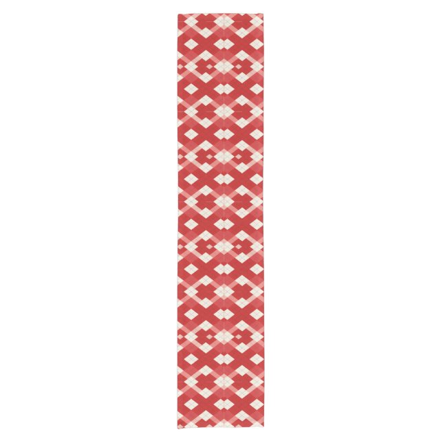 Argyle, red white pink Valentine's day  Short Table Runner (Front)