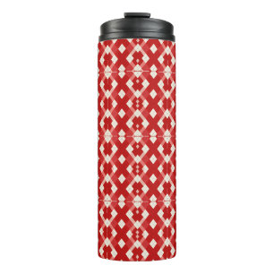 Argyle, red white pink Valentine's day Thermal Tumbler