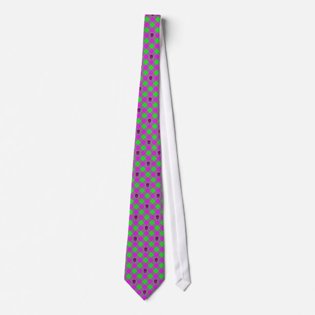 Argyle Skulls Purple and Green Tie (Front)