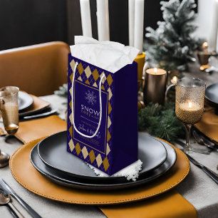 Argyle Snow Cosy Winter Wedding Shower Small Gift Bag