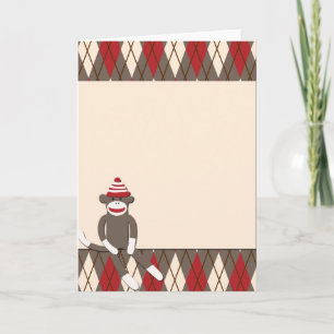 Argyle Sock Monkey Holiday Card