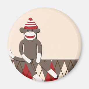 Argyle Sock Monkey Magnet