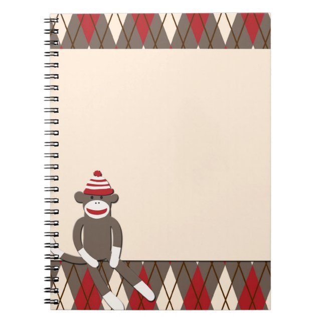 Argyle Sock Monkey Notebook (Front)