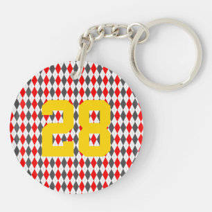 Argyle Sports Player NUMBER Preppy Team Fun Key Ring