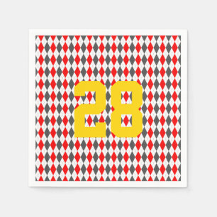 Argyle Sports Player NUMBER red grey white gold Napkin