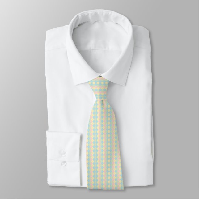 Argyle spring/Easter pastel colored pattern Tie (Tied)