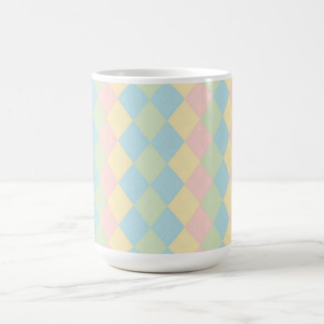 Argyle spring pastel colored pattern coffee mug (Center)
