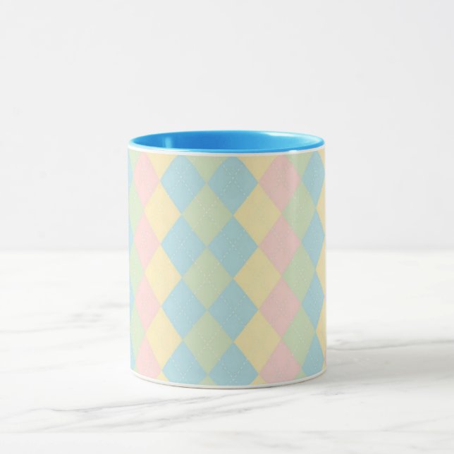 Argyle spring pastel colored pattern mug (Center)