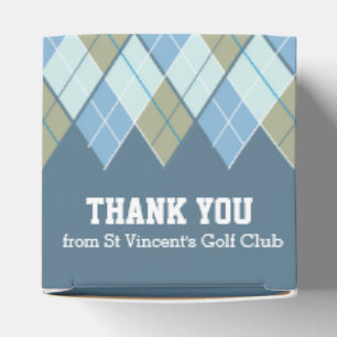 Argyle style blue brown golf thank you gift box