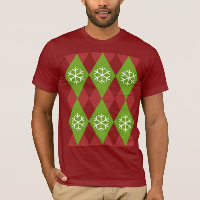 Argyle Ugly Christmas Sweater Pattern T-Shirt (Front)