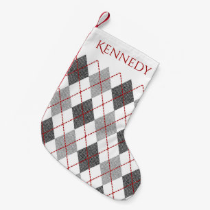 Argyle with Name Small Christmas Stocking