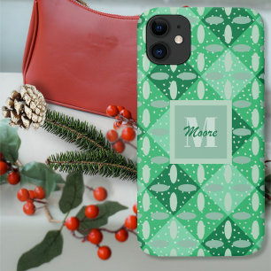 Argyle with Ovals in Green Ombre Phone Case