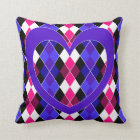 Argyle with purple heart cushion