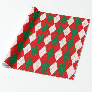 Argyle XL Red Forest Emerald Green Wrapping Paper