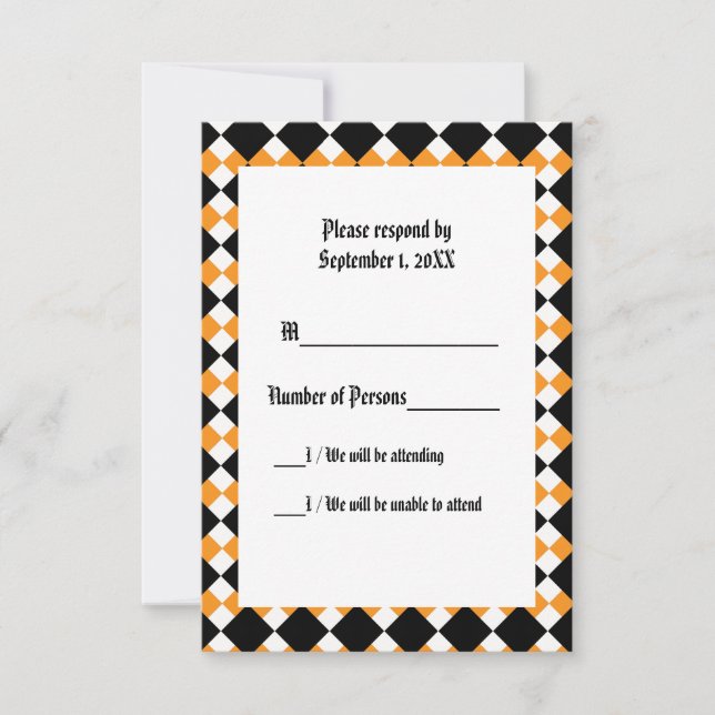 Argyll Ivory XI (Orange) RSVP Card (Front)