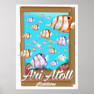 Ari Atoll Maldives travel poster