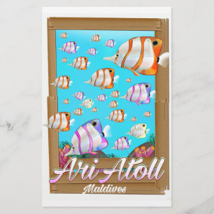 Ari Atoll Maldives travel poster Stationery