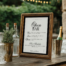 Aria | Black Beige Elegant Wedding Bar Sign