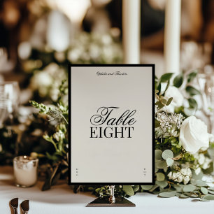 Aria   Black Beige Elegant Wedding Table Number