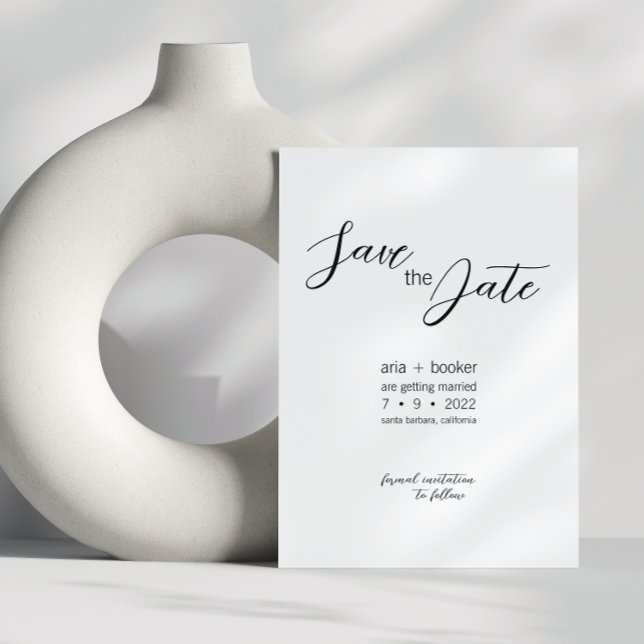 Aria • Elegant Modern Script Black and White Save The Date (Creator Uploaded)