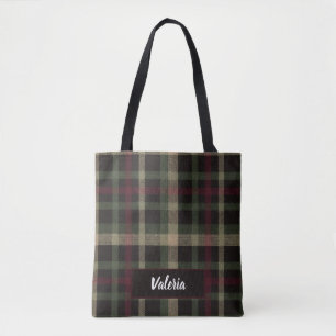 Aria Grace Oxford Academia Vintage Plaid Pattern Tote Bag
