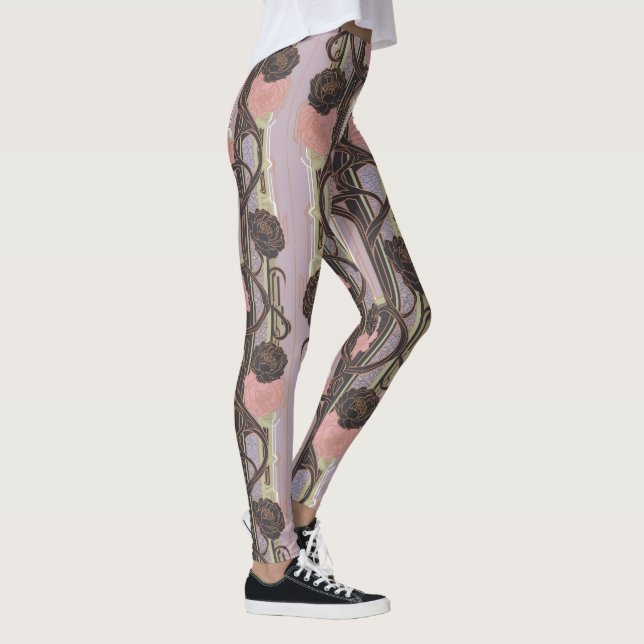 Aria Grace Urban Bloom Architectural Floral Design Leggings (Right)