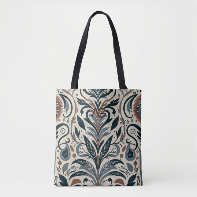 Aria Grace Urban Bloom Linear Abstract Print Tote Bag (Front)