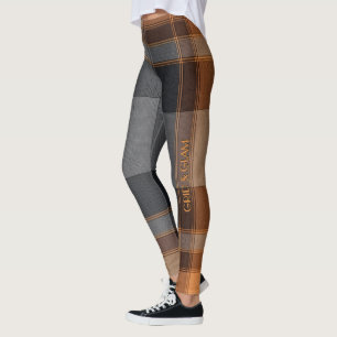 Aria Grace Urban Copper Grid Plaid Pattern Vol 29 Leggings