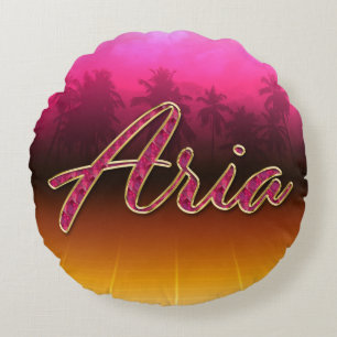 Aria Vorname Name golden pink Kissen Round Cushion