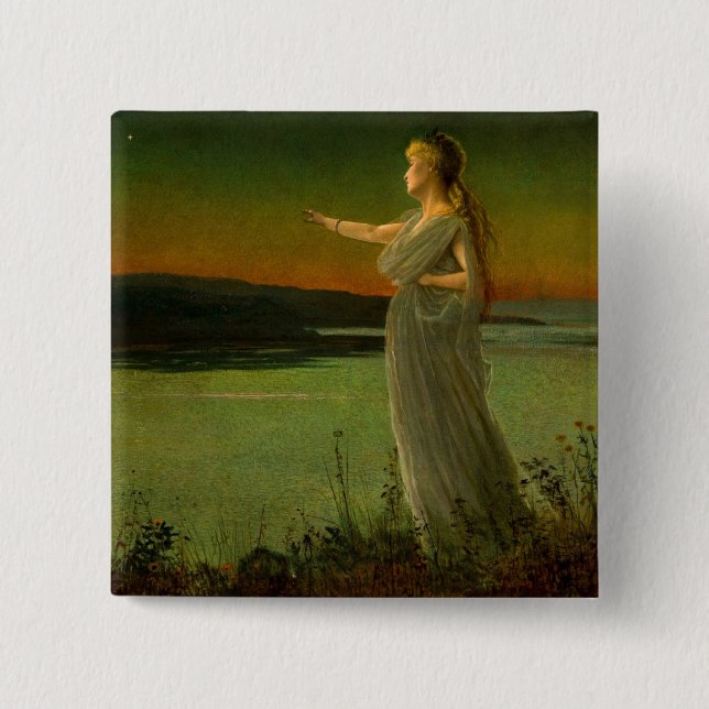 Ariadne at Naxos John Atkinson Grimshaw  15 Cm Square Badge (Front)