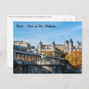 Arial metro on Pont de Bir-Hakeim - Paris, France Postcard