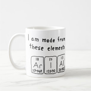 Arial periodic table name mug