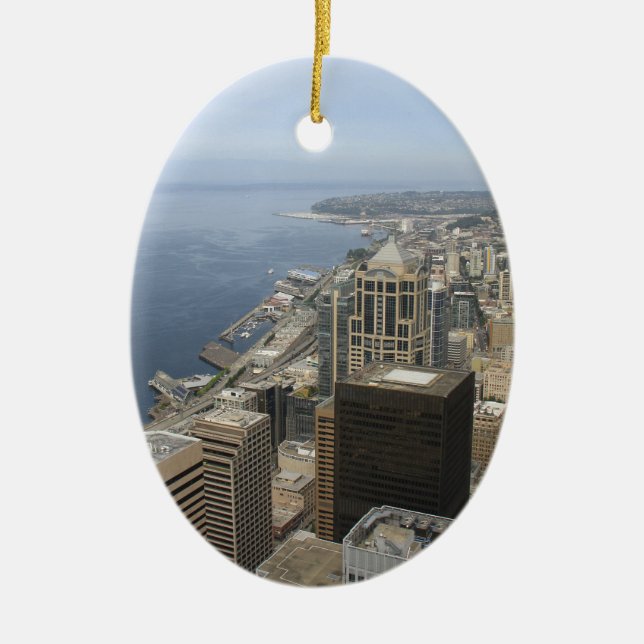 Arial View of Seattle Ceramic Ornament (Front)