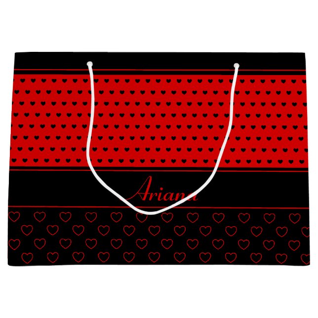 Ariana - Name Template, Elegant Red And Black Large Gift Bag (Front)