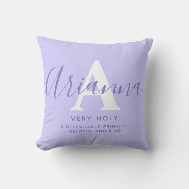 Arianna text blue purple name meaning cushion (Front)