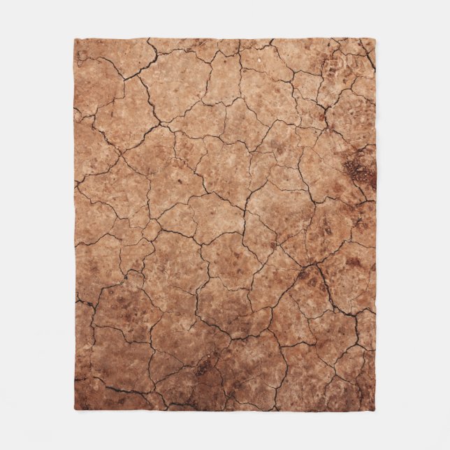Arid cracked erosion cracks desert fleece blanket (Front)