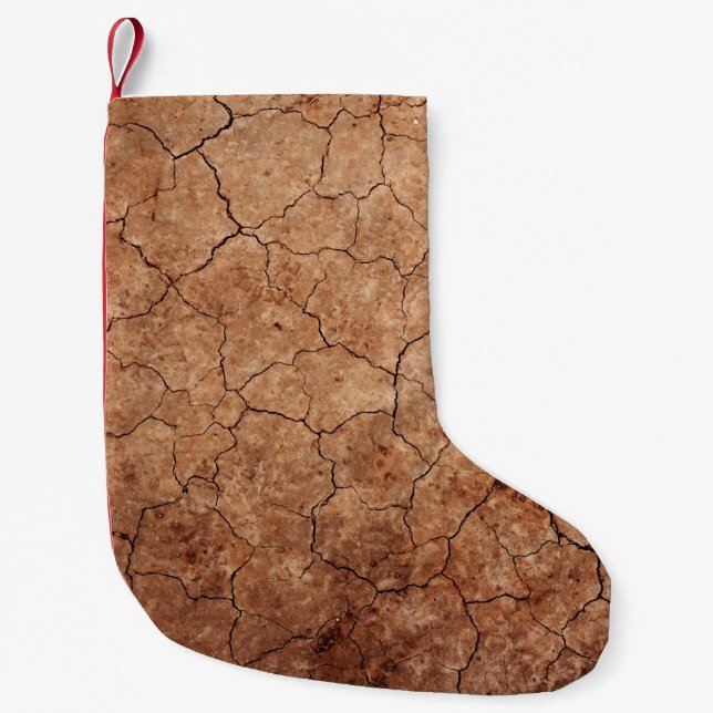 Arid cracked erosion cracks desert small christmas stocking (Front)